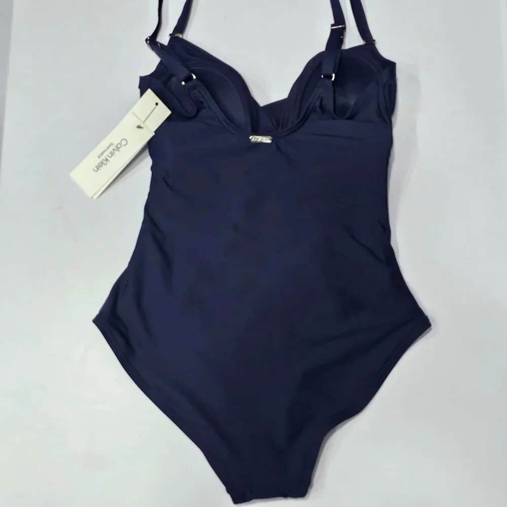 Calvin Klein Twist-Front Tummy-Control One-Piece Swimsuit - Picture 6 of 7